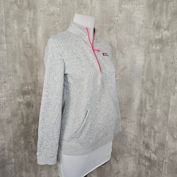 Vineyard Vines Gray Fleece Shep Shirt Pullover Women's M‎ Pink Quarter Zip 2016 - Picture 5 of 12